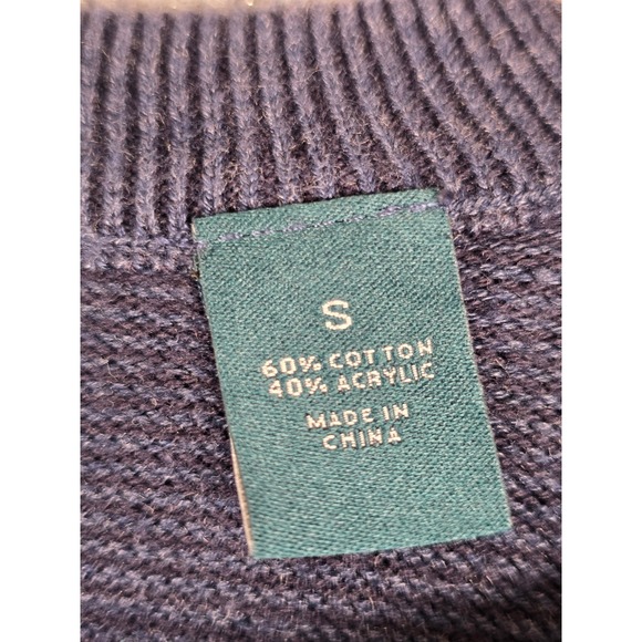 Perry Ellis Mens V Neck Diamond Pattern‎ Sweater Blue Size Small Cotton Blend - Picture 4 of 6